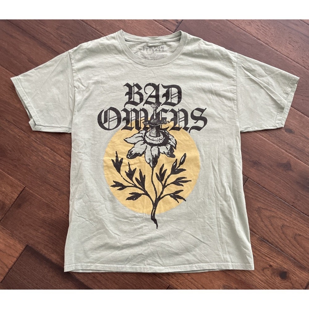 Bad Omens Flower Sword Minty Green T-Shirt Adult Size L Sumerian Records